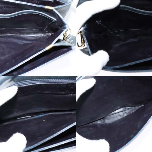 CELINE C Sulky Shoulder Bag Canvas Navy Gold - Picture 12 of 13